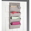 image:imageiDesign Aldo Fabric Wall MountOver Door Fabric Closet Storage Organizer with 4 Pockets for Clutch Purses Handbags Scarves Clothing 13 x 285  GrayHanging Organizer
