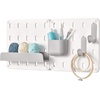image:imageInterDesign iDesign Cade BPAFree Plastic Modular Hanging Pegboard Organizer Single Storage Hooks 488 x 267 x 125 Matte WhiteGrey
