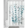image:imageiDesign Leaves Botanical Fabric Shower Curtain  72 x 72 WhiteBlueLaurel Gray and Blue