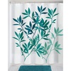 image:imageiDesign Leaves Botanical Fabric Shower Curtain  72 x 72 WhiteBlueTeal