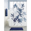 image:imageiDesign Leaves Botanical Fabric Shower Curtain  72 x 72 WhiteBlueWhiteBlue