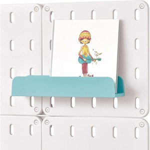 image:imageInterDesign iDesign Cade BPAFree Plastic Modular Hanging Pegboard Organizer Single Storage Hooks 488 x 267 x 125 Matte WhiteAqua