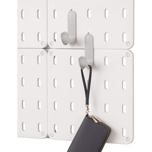 image:imageInterDesign iDesign Cade BPAFree Plastic Modular Hanging Pegboard Organizer Single Storage Hooks 488 x 267 x 125 Matte WhiteGray