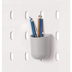 image:imageInterDesign iDesign Cade BPAFree Plastic Modular Hanging Pegboard Organizer Single Storage Hooks 488 x 267 x 125 Matte WhiteGrey