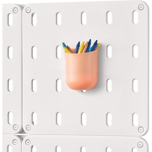 image:imageInterDesign iDesign Cade BPAFree Plastic Modular Hanging Pegboard Organizer Single Storage Hooks 488 x 267 x 125 Matte WhitePeach
