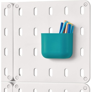 image:imageInterDesign iDesign Cade BPAFree Plastic Modular Hanging Pegboard Organizer Single Storage Hooks 488 x 267 x 125 Matte WhiteTeal