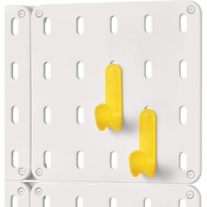 image:imageInterDesign iDesign Cade BPAFree Plastic Modular Hanging Pegboard Organizer Single Storage Hooks 488 x 267 x 125 Matte WhiteYellow