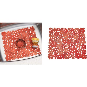 image:imageiDesign Blumz Floral BPAFree Flexible PVC Plastic Sink Protector Mat  11 x 12 RedRed