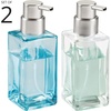 image:imageiDesign Refillable Foaming Dispenser for Kitchen or Bathroom VanitySet of 2ClearBrushed Nickel Soap Pump SilverPack of 2