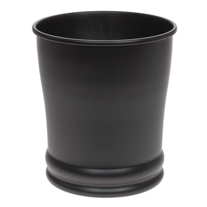 image:imageiDesign Olivia Metal Wastebasket Small Round Plastic Vintage Trash Can for Bathroom Bedroom Dorm College Office  Matte Black Waste CanMatte Black