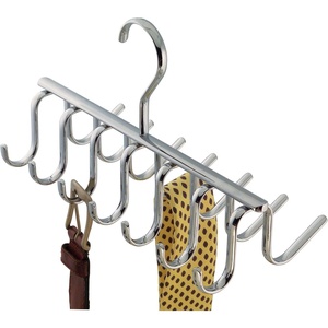 image:imageiDesign Axis Metal Hanger Hanging Closet Organization Storage Holder Mens Ties Womens Shawls Pashminas Scarves Clothing Accessories 14 Hooks Tie and Belt RackChrome