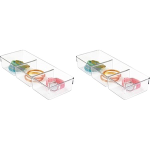 image:imageiDesign Plastic 3Section Drawer Organizer for Kitchen Bathroom or Office Storage  Clear13 x 5 x 225  3 Compartment Pack of 2
