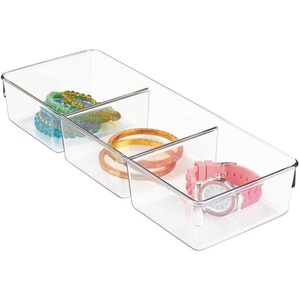 image:imageiDesign Plastic 3Section Drawer Organizer for Kitchen Bathroom or Office Storage  Clear3 Compartment
