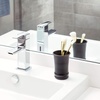 image:imageiDesign  26181 Olivia Metal Tumbler Makeup Brush Holder and Toothbrush Cup for Bathroom Countertop Desk Dorm College and Vanity 325 x 325 x 425 BronzeMatte Black
