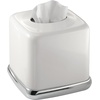image:imageiDesign York Facial Tissue Box Cover Vintage Holder for Bathroom Vanity Countertops 575 x 575 x 55 Chrome and WhiteWhite