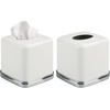 image:imageiDesign York Facial Tissue Box Cover Vintage Holder for Bathroom Vanity Countertops 575 x 575 x 55 Chrome and WhiteWhite