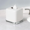 image:imageiDesign York Facial Tissue Box Cover Vintage Holder for Bathroom Vanity Countertops 575 x 575 x 55 Chrome and WhiteWhite