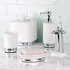 image:imageiDesign York Facial Tissue Box Cover Vintage Holder for Bathroom Vanity Countertops 575 x 575 x 55 Chrome and WhiteWhite