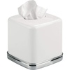 image:imageiDesign York Facial Tissue Box Cover Vintage Holder for Bathroom Vanity Countertops 575 x 575 x 55 Chrome and WhiteWhite