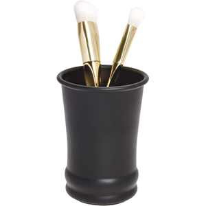 image:imageiDesign  26181 Olivia Metal Tumbler Makeup Brush Holder and Toothbrush Cup for Bathroom Countertop Desk Dorm College and Vanity 325 x 325 x 425 BronzeMatte Black