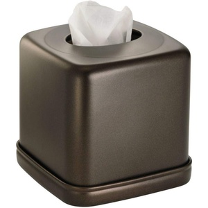 image:imageiDesign York Facial Tissue Box Cover Vintage Holder for Bathroom Vanity Countertops 575 x 575 x 55 Chrome and WhiteBronze