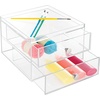 image:imageiDesign Plastic 2 Jewelry Box Compact Storage Organization Drawers Set for Cosmetics Dental Supplies Hair Care Bathroom Office Dorm Desk Countertop 65 x 7 x 52 Drawer
