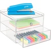 image:imageiDesign Plastic 2 Jewelry Box Compact Storage Organization Drawers Set for Cosmetics Dental Supplies Hair Care Bathroom Office Dorm Desk Countertop 65 x 7 x 52 Drawer
