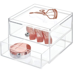 image:imageiDesign Plastic 2 Jewelry Box Compact Storage Organization Drawers Set for Cosmetics Dental Supplies Hair Care Bathroom Office Dorm Desk Countertop 65 x 7 x 52 Drawer